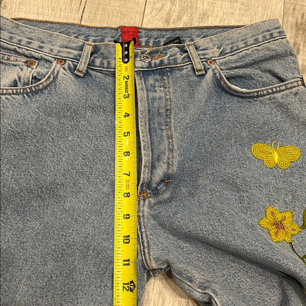 Allen B. By Allen Schwartz Blue Jeans SZ 12 Butterfly & Floral Embroidery - Picture 14 of 15